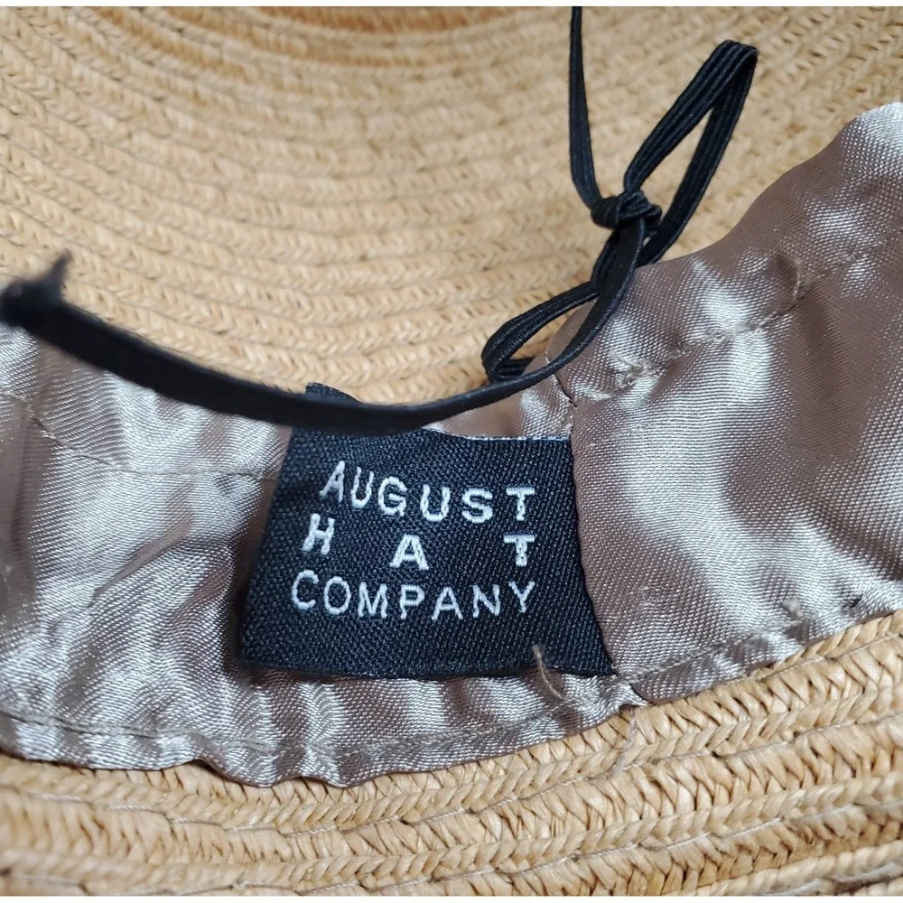 August Woven Paper Straw‎ Bucket Hat  One Size Adjustable Natural Beach Vacation